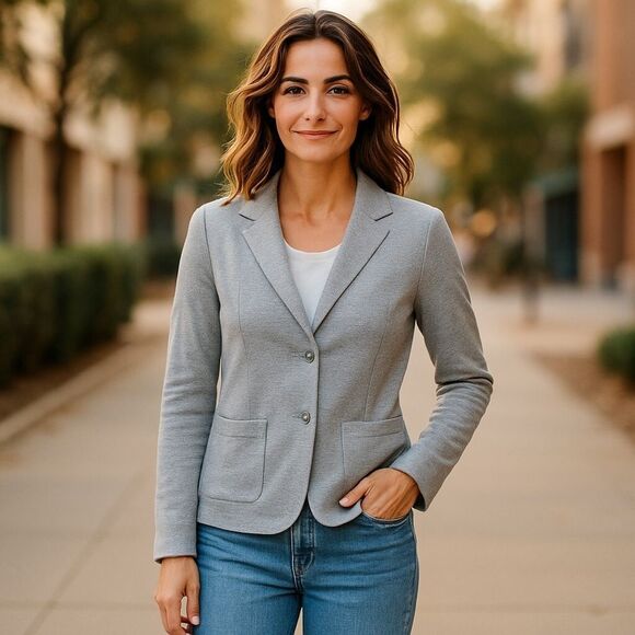 Tahari Light Gray Women's Fitted Soft Blazer Cardigan XS - Picture 1 of 12